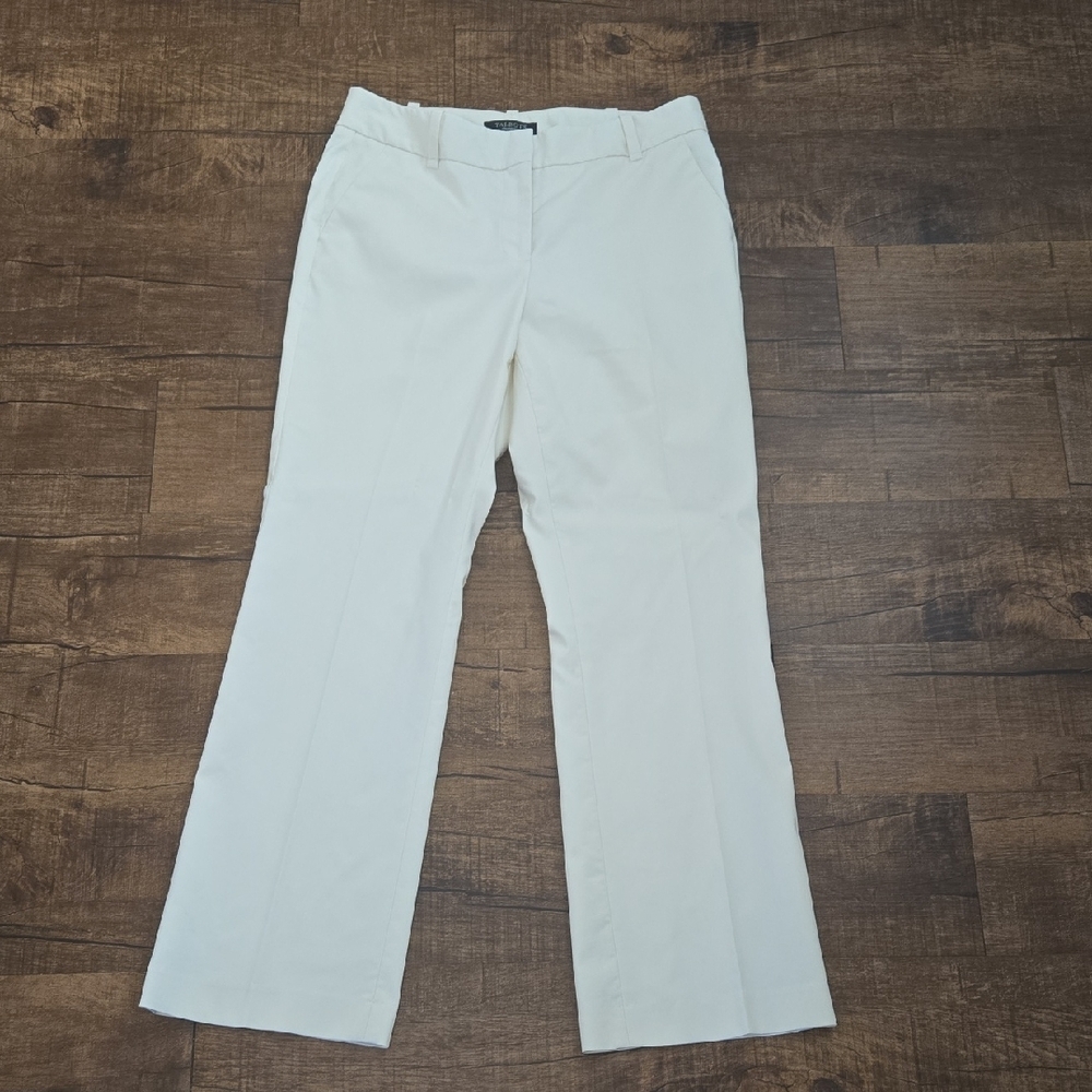 Talbots Cream Straight Leg Pants Classic Preppy Workwear Tailored 10P